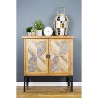 32" X 15" X 34" Elm with Gray Iron Wood MDF 2-Door Parquet Sideboard