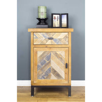 19" X 15" X 29" Elm with Gray Iron Wood MDF 1-Drawer, 1-Door Parquet Accent Cabinet