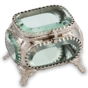 3"x 3.5"x 3" Glass & Ant. Nickel Joya Sq. Metal-Glass Jewelry Box