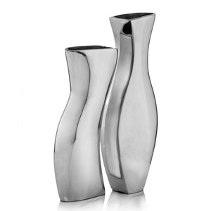 2"x 4"x 11" Buffed Pareja Adjoining Vases - Set of 2