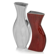2"x 4"x 11" Red Glaze & Silver Pareja Vases Red Glaze & Shiny - Set of 2