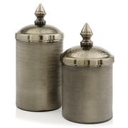 4.5"x 4.5"x 11" Bronze Tweed Botes Canisters - Set of 2