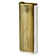 2"x 5"x 12.5" White-Gold Sedoso Wave Vase