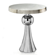 22"x 22"x 27" Buffed & Rough Silver Saya Ball Skirt Table