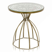 18"x 18"x 21" Atq Brass Alambre Wire Work Side Table