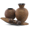 8"x 8"x 11.5" Brown Florero Faux Leather Vase