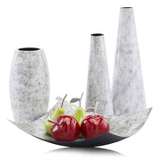 6.5"x 6.5"x 12.5" Barril White Faux Marble Vase