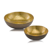 17"x 17"x 4.5" Gold & Bronze Metalico Large Round Bowl