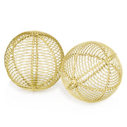 4"x 4"x 4" Bola Parrilla Gold Sphere Set of 2