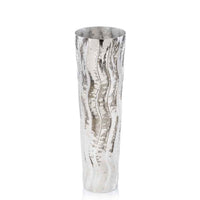 9.5"x 9.5"x 31" Ondula Large Silver Floor Vase