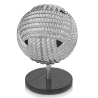 8"x 8"x 10.5" Rough Silver-Black Pelota Soga Rope Ball Sculpture