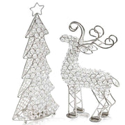 2.5" x 8" x 14" Silver Crystal Reindeer
