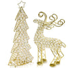 2.5" x 8" x 14" Gold Crystal Reindeer