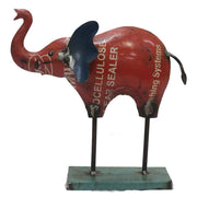 3.5"x 12"x 12" Red-Green-Bronze Elefante Reclaimed Iron Elephant