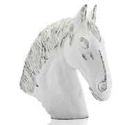9"x 18"x 23" White Semental Ceramic Stallion Bust