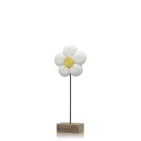 4"x 8"x 21" Natural & Black Margarita Small White Daisy on Stand