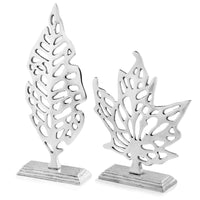 3.5"x 9"x 22" Rough Silver Magnolia Leaf Sculpture