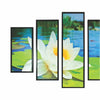 5 Piece Wood Wall Decor with Lotus Flower and Lake Imprint,Multicolor