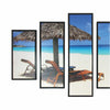 5 Piece Wooden Beach View Wall Decor with Shack and Benches,Multicolor