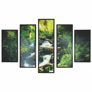 5 Piece Wooden Wall Decor with Brook in a Forest Imprint, Multicolor