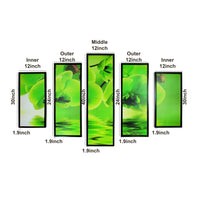 5 Piece Wooden Wall Decor with Floral Imprint, Green and Black