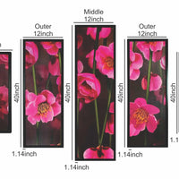 5 Piece Wooden Wall Decor with Floral Print, Pink and Black