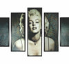 5 Piece Wooden Wall Decor with Marilyn Monroe Portrait,Black and White