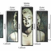 5 Piece Wooden Wall Decor with Marilyn Monroe Portrait,Black and White