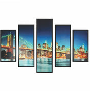 5 Piece Wooden Wall Decor with New York City Bridge, Multicolor