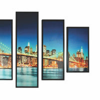 5 Piece Wooden Wall Decor with New York City Bridge, Multicolor