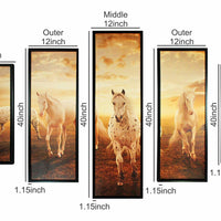 5 Piece Wooden Wall Decor with Running Horses Imprint, Multicolor