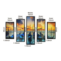 5 Piece Wooden Wall Decor with Venice City Coast Painting, Multicolor