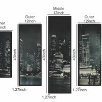 5 Piece Wooden Wall Decor with View of Skyscrapers, Black and White