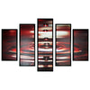 5 Piece Wooden Wall Decor with Water Drop Print, Red and Black