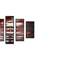 5 Piece Wooden Wall Decor with Water Drop Print, Red and Black