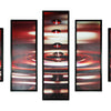 5 Piece Wooden Wall Decor with Water Drop Print, Red and Black