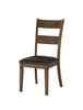 Wooden Side Chairs with Leatherette Padded Seat and Panelled Back, Set of Two, Brown