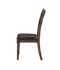 Wooden Side Chairs with Leatherette Padded Seat and Panelled Back, Set of Two, Brown