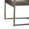 Metal Arm Chairs with Leatherette Padded Seat and High Backrest, Silver and Gray, Set of Two