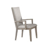 Wooden Arm Chairs with Fabric Padded Seat and High Backrest, Gray, Set of Two