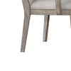 Wooden Arm Chairs with Fabric Padded Seat and High Backrest, Gray, Set of Two