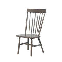 Farmhouse Wooden Side Chairs with Slated Backrest and Flared Legs, Gray, Set of Two