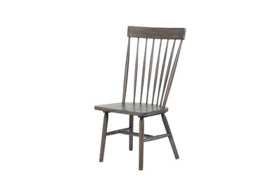 Farmhouse Wooden Side Chairs with Slated Backrest and Flared Legs, Gray, Set of Two