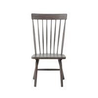 Farmhouse Wooden Side Chairs with Slated Backrest and Flared Legs, Gray, Set of Two