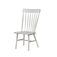 Farmhouse Wooden Side Chairs with Slated Backrest and Flared Legs, White, Set of Two