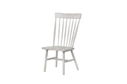 Farmhouse Wooden Side Chairs with Slated Backrest and Flared Legs, White, Set of Two