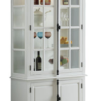 Wood and Glass Two Door Curio with 4 Shelves and Bottom Storage, White