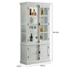 Wood and Glass Two Door Curio with 4 Shelves and Bottom Storage, White