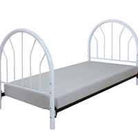 Metal Twin Headboard and Footboard with Curved Spindles, White