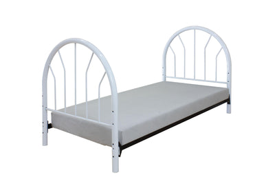 Metal Twin Headboard and Footboard with Curved Spindles, White